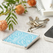 Blauwe zebraprint sleutelhanger (Zijkant)