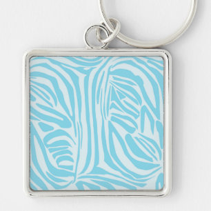 Blauwe zebraprint sleutelhanger