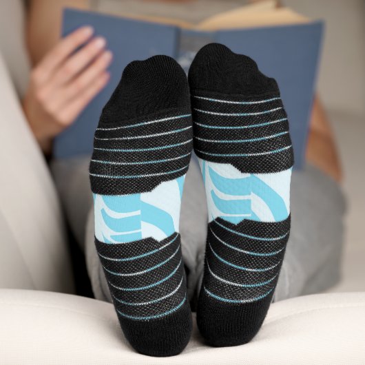 Blauwe zebraprint sokken (Onderkant)