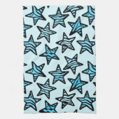 Blauwe zebraprint sterren theedoek (Verticaal)