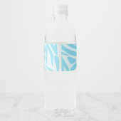 Blauwe zebraprint waterfles etiket (Achterkant)