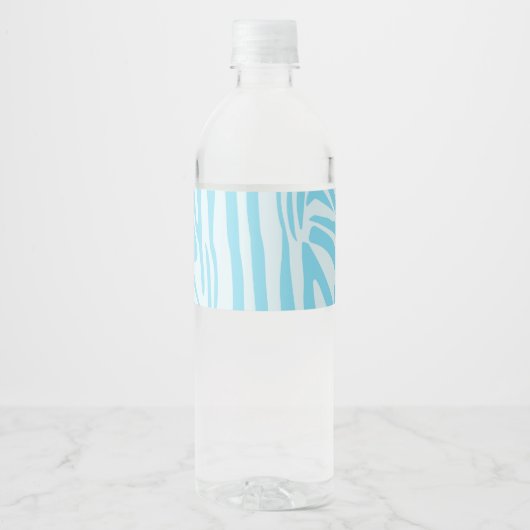 Blauwe zebraprint waterfles etiket (Voorkant)