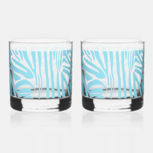 Blauwe zebraprint whisky glas