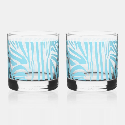 Blauwe zebraprint whisky glas (Voorkant)