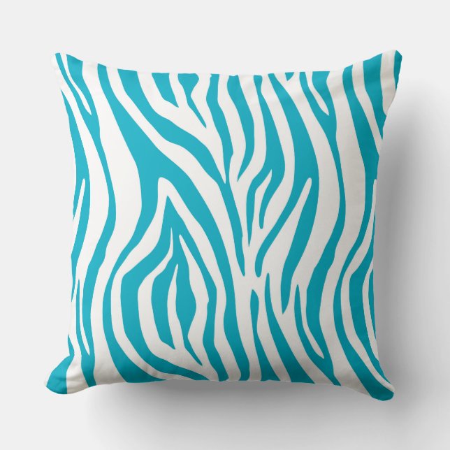 Blauwe zebraprintpatroon kussen (Voorkant)