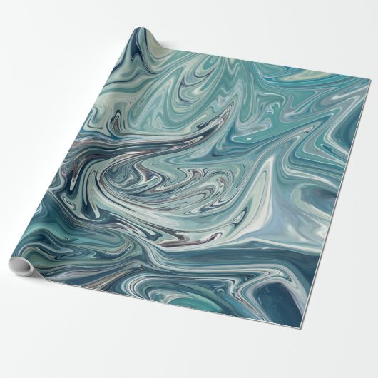 Blauwe Zee Abstract Schilderij Cadeaupapier (Uitgerold)