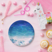 Blauwe Zee Beach Papieren Bordje (Feest)