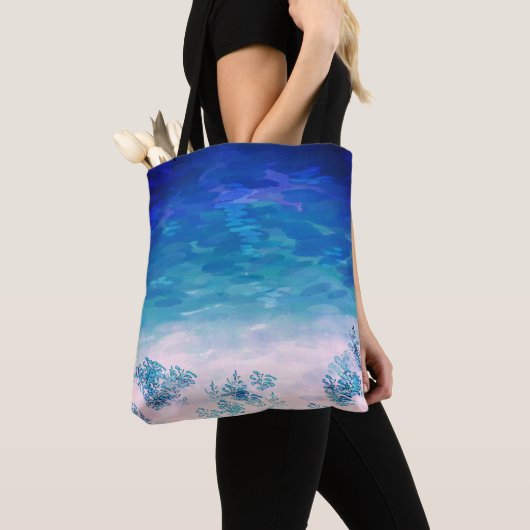 Blauwe Zee Beach Tote Bag (Dichtbij)