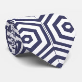 Blauwe zee en witte geometrische zeshoeken uniek stropdas (Opgerold)