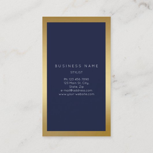 Blauwe zee Golden Lijst Minimale Abstracte vertica Visitekaartje (Achterkant)