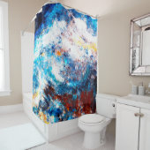 Blauwe zee golf. Kunstmatige spetters van heldere  Douchegordijn (In situ)