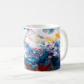 Blauwe zee golf. Kunstmatige spetters van heldere Koffiemok (Voorkant rechts)