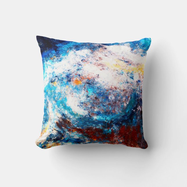 Blauwe zee golf. Kunstmatige spetters van heldere  Kussen (Voorkant)