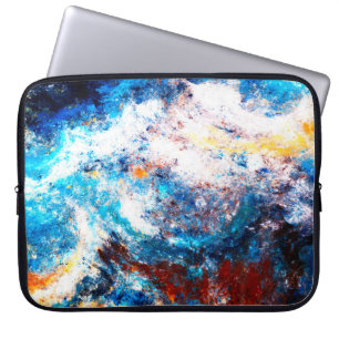 Blauwe zee golf. Kunstmatige spetters van heldere  Laptop Sleeve
