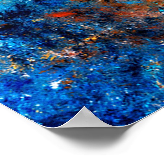 Blauwe zee golf. Kunstmatige spetters van heldere  Poster (Hoek)