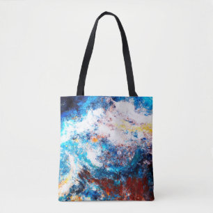 Blauwe zee golf. Kunstmatige spetters van heldere Tote Bag