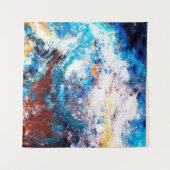 Blauwe zee golf. Kunstmatige spetters van heldere  Wandkleed (Voorkant (horizontaal))