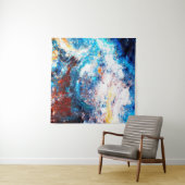 Blauwe zee golf. Kunstmatige spetters van heldere  Wandkleed (In Situ (horizontaal))