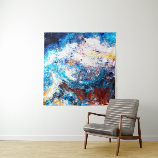 Blauwe zee golf. Kunstmatige spetters van heldere Wandkleed (In situ)