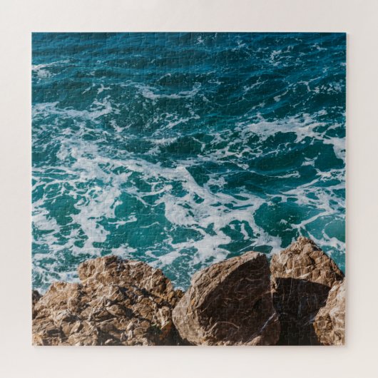 Blauwe zee golven legpuzzel (Horizontaal)