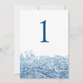 Blauwe Zee Golven Trouwtafel Nummer Kaart (Voorkant)