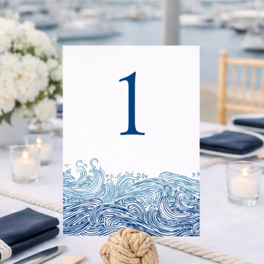 Blauwe Zee Golven Trouwtafel Nummer Kaart