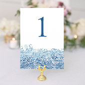 Blauwe Zee Golven Trouwtafel Nummer Kaart