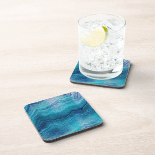 Blauwe Zee groene geagattextuur Bier Onderzetter