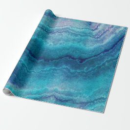 Blauwe Zee groene geagattextuur Cadeaupapier