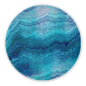 Blauwe Zee groene geagattextuur Keramische Knop (Voorkant)