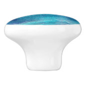 Blauwe Zee groene geagattextuur Keramische Knop (Zijkant)