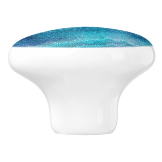 Blauwe Zee groene geagattextuur Keramische Knop (Zijkant)