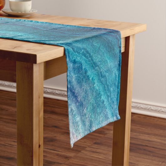 Blauwe Zee groene geagattextuur Korte Tafelloper (Voorbeeld)