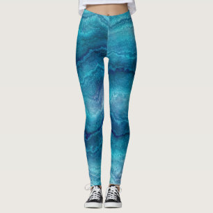 Blauwe Zee groene geagattextuur Leggings