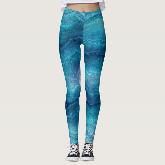 Blauwe Zee groene geagattextuur Leggings (Voorkant)
