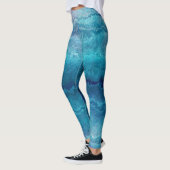 Blauwe Zee groene geagattextuur Leggings (Links)