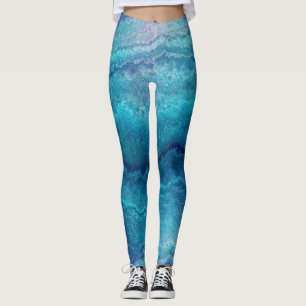 Blauwe Zee groene geagattextuur Leggings
