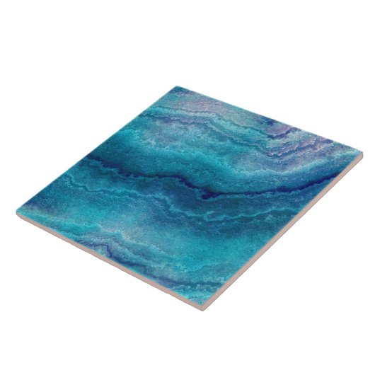 Blauwe Zee groene geagattextuur Tegeltje (Zijkant)