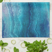 Blauwe Zee groene geagattextuur Theedoek (Gevouwen)
