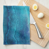 Blauwe Zee groene geagattextuur Theedoek (Quarter Fold)