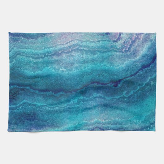 Blauwe Zee groene geagattextuur Theedoek (Horizontaal)