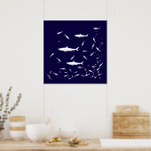 blauwe zee haaien poster (Keuken)