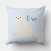 Blauwe Zee Leeuw Arctische Dierenkwekerij Monogram Kussen (Voorkant)