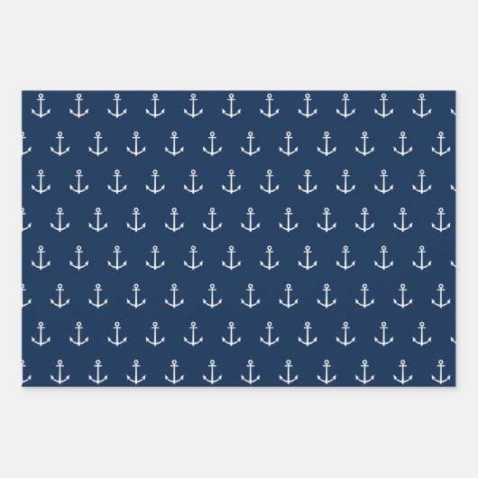 Blauwe zee Nautical Anchor Stripes Zee Life Inpakpapier Vel (Voorkant)