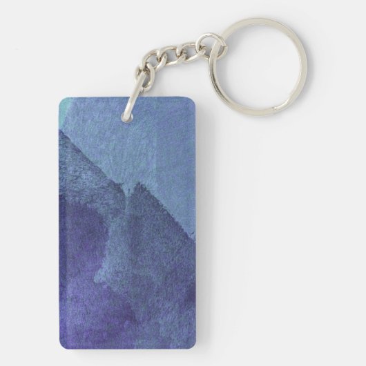 Blauwe zee oceaan natuur abstracte schilderkunst sleutelhanger (achterkant)