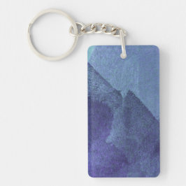 Blauwe zee oceaan natuur abstracte schilderkunst sleutelhanger