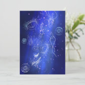 Blauwe zee onderwater kwal wereld feestdagenkaart (Staand voorkant)