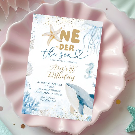 Blauwe Zee Oneder de Zee Eerste Verjaardag Kaart