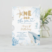 Blauwe Zee Oneder de Zee Eerste Verjaardag Kaart (Staand voorkant)