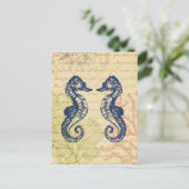 Blauwe Zee Paarden Collage Briefkaart (Staand voorkant)